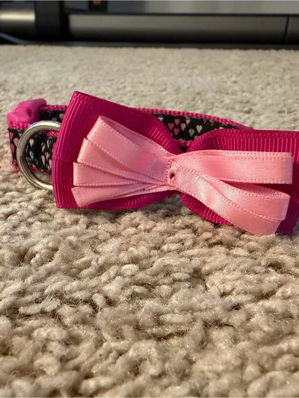 Top Paw Pink and Light Pink Bow Dog Collar